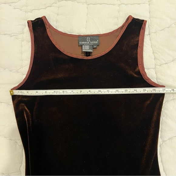 Vintage Carole Little Velvet Maxi Dress 6 Small Brown Elegant Sleeveless Sheath - Picture 6 of 9